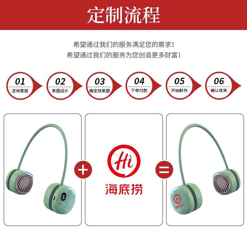 惠麦挂脖折叠收纳无叶小风扇定制logo礼品随P身静音户外旅游小型