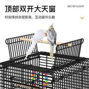 开顶鸟笼鹦鹉笼子家用别墅豪华z笼横丝防溅手养玄凤专用笼大号