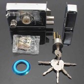 门锁 红古铜铁门外装 木门车库门十字锁芯三保险锁 防盗锁 9219老式