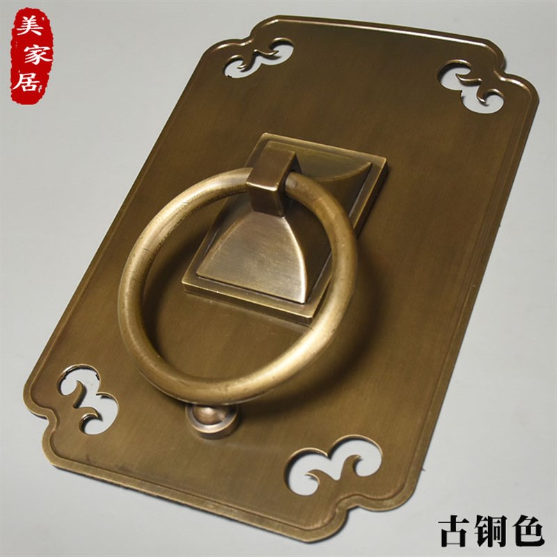 仿古大门拉手f新中式纯铜兽头门环复古实木门把手铁门拉环老式门