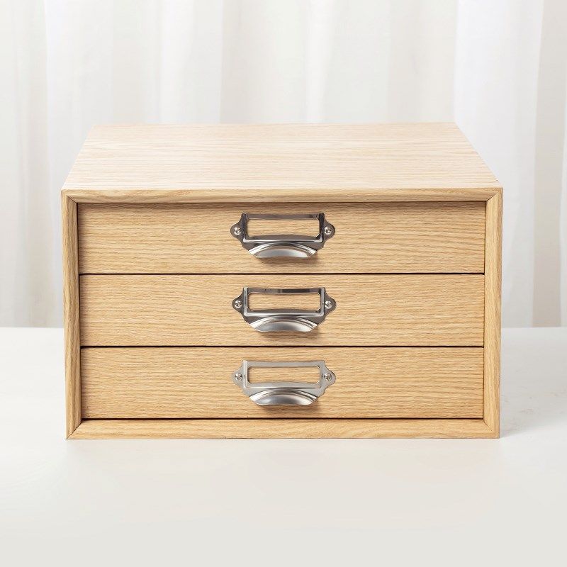 汇星木质玄关收纳盒桌面文件柜办公室资料柜A4文件夹家用抽屉式储