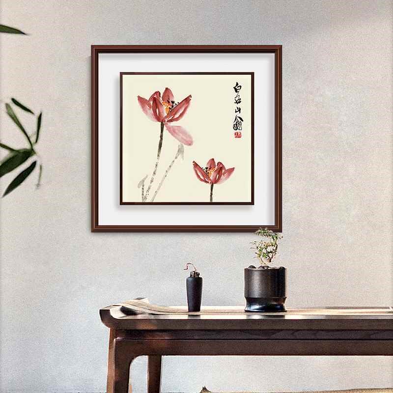 齐白石可惜无声斗方形花鸟字画客厅背景墙壁画玄关过道餐厅装饰画