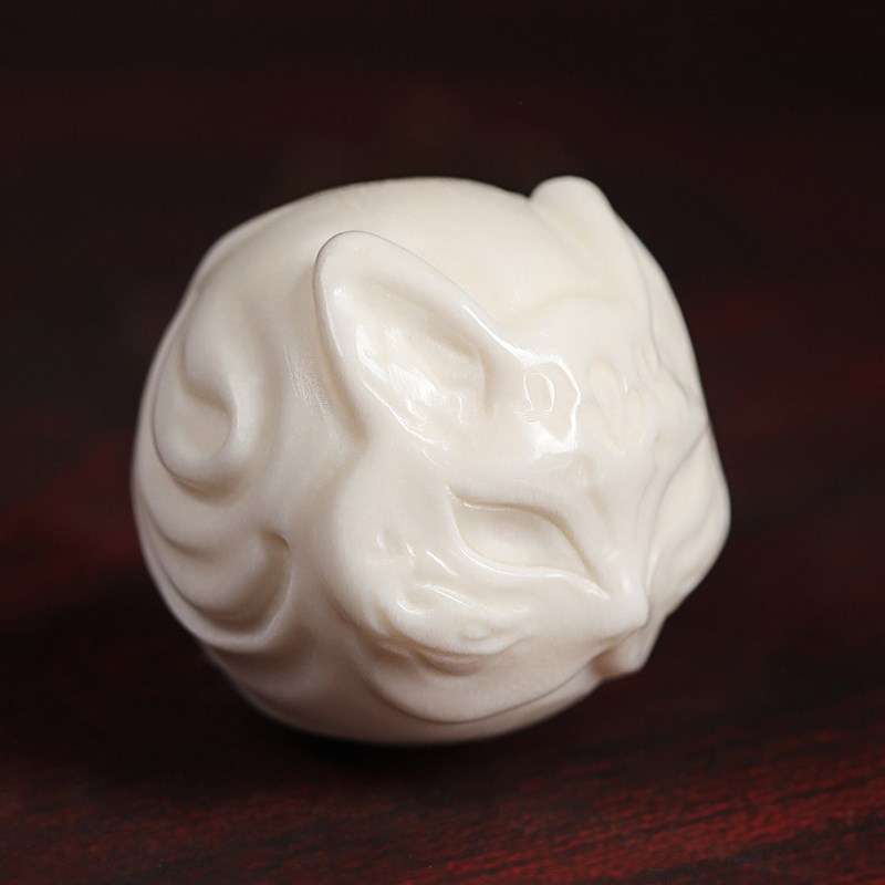 现货天然鹿角雕刻狐狸挂坠手串佛珠项坠背云文玩金刚星X月菩提DIY