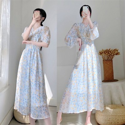 哺乳衣夏季外出时尚辣妈款春装碎花母乳期连衣裙产后显瘦喂奶衣潮
