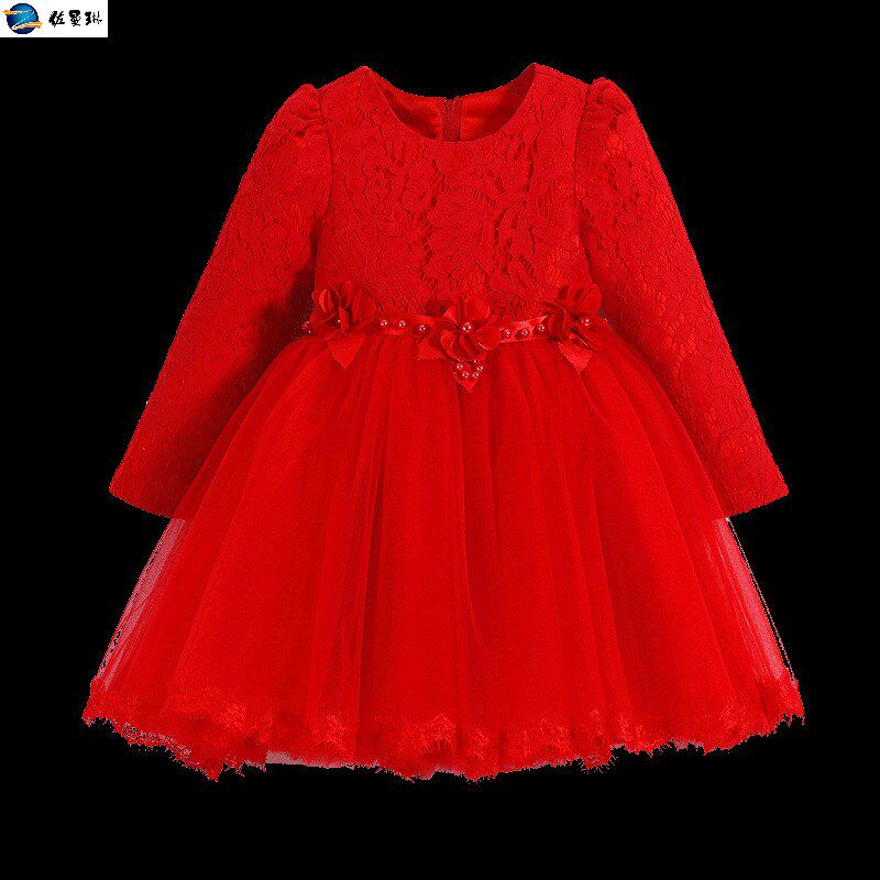 女童白公主婴儿童装连衣裙女宝宝洋气春秋装蓬Q蓬纱裙子秋冬装加