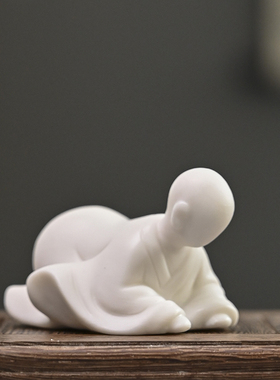 禅意陶瓷无相佛盆景园艺鱼缸造景家居客厅玄关中式家居白瓷小摆件