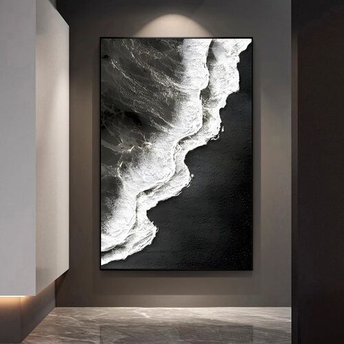 黑白抽象客厅装饰画高级感现代极简沙发背景墙挂画入户玄关壁画