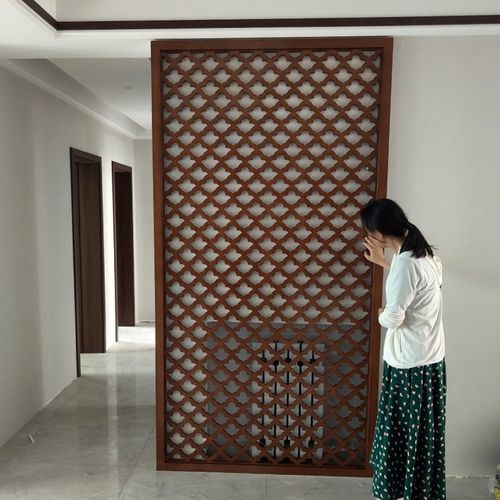 中式格栅烤漆电视背景墙造型板玄关屏风镂空雕花板密度板隔断花格