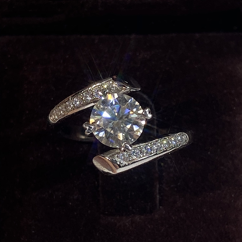 推荐Solid Platinum PT950 2CT Moissanite Diamond Women Engage