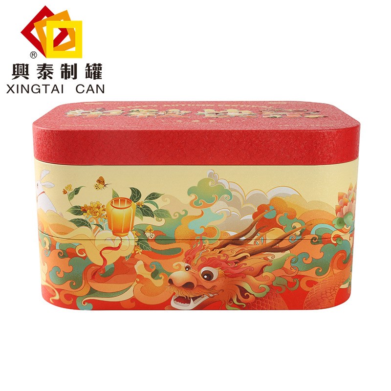 中秋快乐月饼礼盒国潮金属铁罐立体浮雕J空盒商务礼袋纸袋包装铁