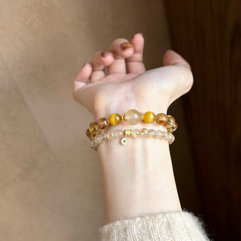 「清梦」新中式金发晶手串小众设计黄水晶招财转运手链高级感饰品,饰品/流行首饰/时尚饰品新,手链,淘宝优惠券,粉丝福利购,淘宝优惠卷
