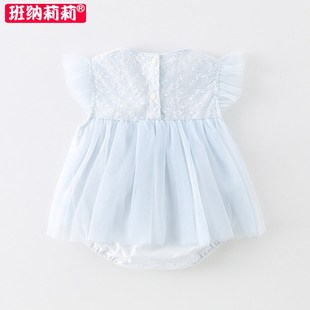 三角哈衣超萌可爱 裙子满月百天薄款 婴儿衣服夏装 包屁衣女宝宝夏季