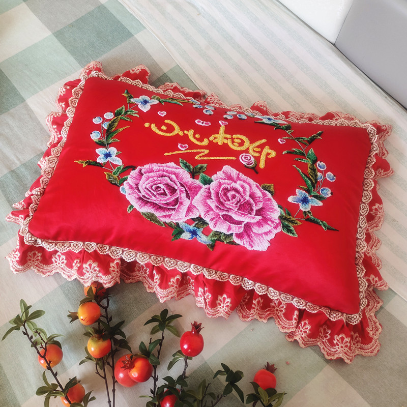 戳戳绣结婚diyk手工剁花绣枕头材料包老式掇花戳针剁绣枕头套带线