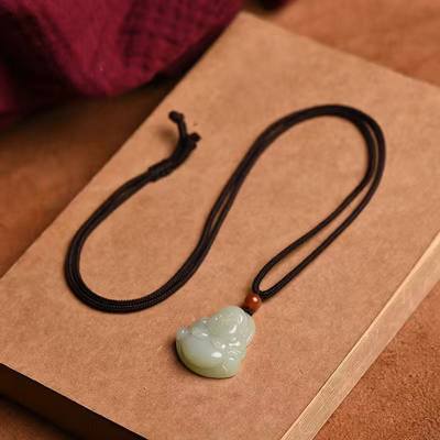 新品Natural white jade pixiu pendant jade pendant pin peace