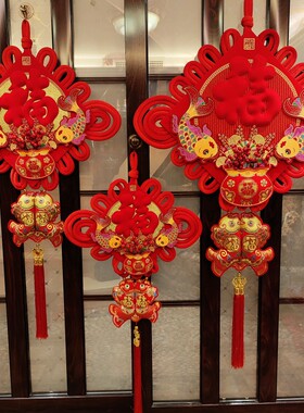 232创新款0意中国结挂件电视背景墙装饰吊件大号立体福字挂饰