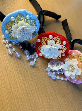 成人韩服头饰胸花公主配饰韩女童珍珠花朵发箍中国风汉服发饰头饰