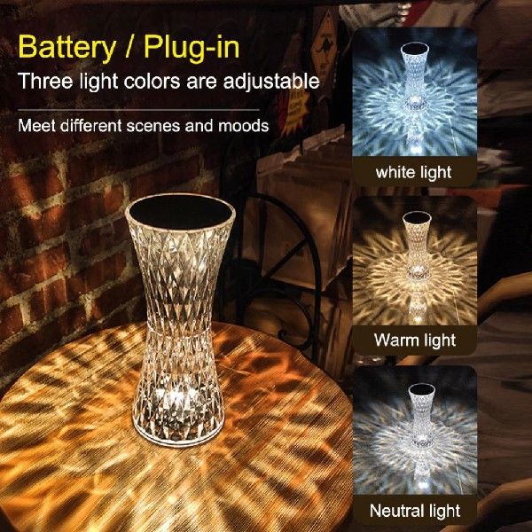 推荐Diamond Table Lamp LED Touch Sensor USB Rechargeable Tab