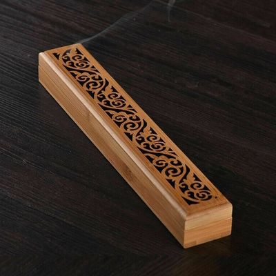 Bamboo Wooden Incense  Holder Burning Joss Insence Box Burne