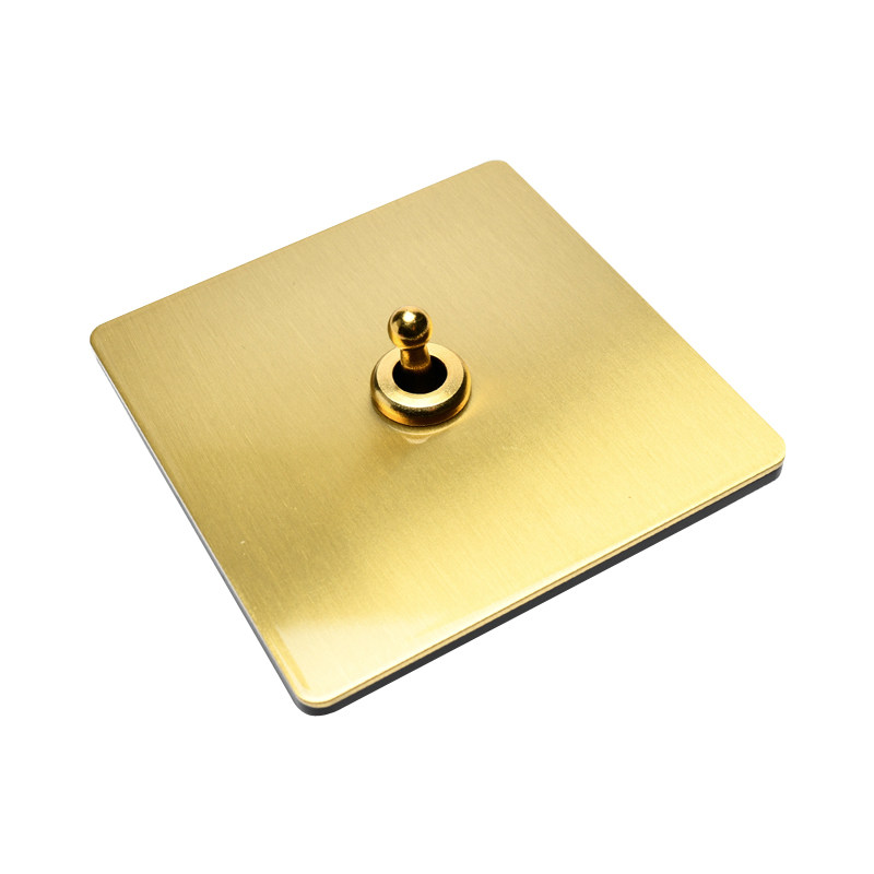 pialt 实心黄铜拉丝86型家y装轻奢风开关 工业复古风拨杆 插座面