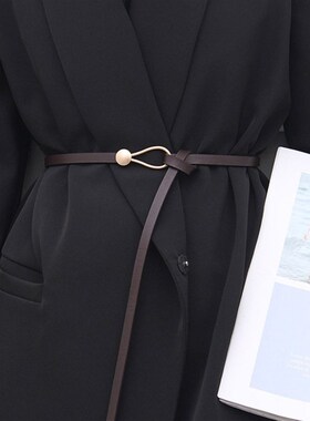 小众高货New Thin Knot Belts For Women Soft Pu Leather Belt B