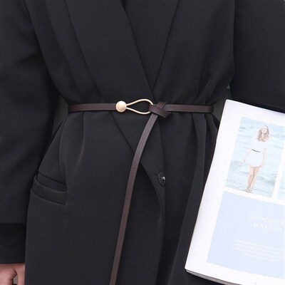 小众高货New Thin Knot Belts For Women Soft Pu Leather Belt B