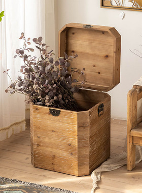 田园做旧实木收纳边角几s 客厅沙发卧室床头茶几侘寂风民宿小方桌