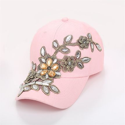 极速summer cate Women Diamond Flower Baseball Cap Snapback S