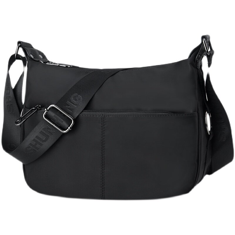 日韩新款斜挎高级感尼龙女包双拉链多夹层单肩包横款休闲大容量潮