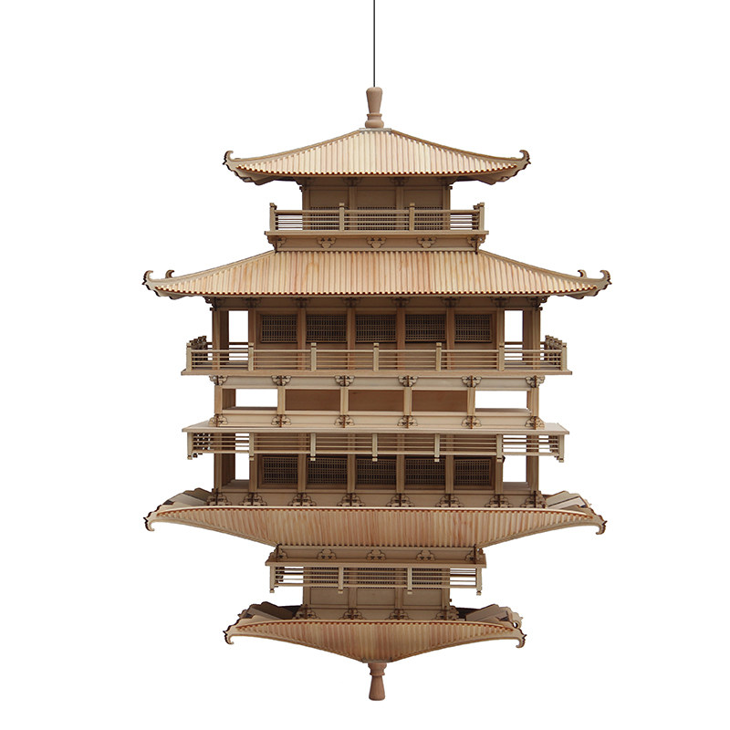 日式新中式金阁寺古建筑模型成品b榫卯手工实木镜像木质售楼处摆