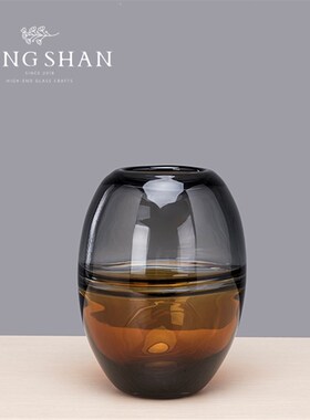 灰色北欧a玻璃花瓶摆件客厅插花干花透明现代简约花器卧室玄关饰