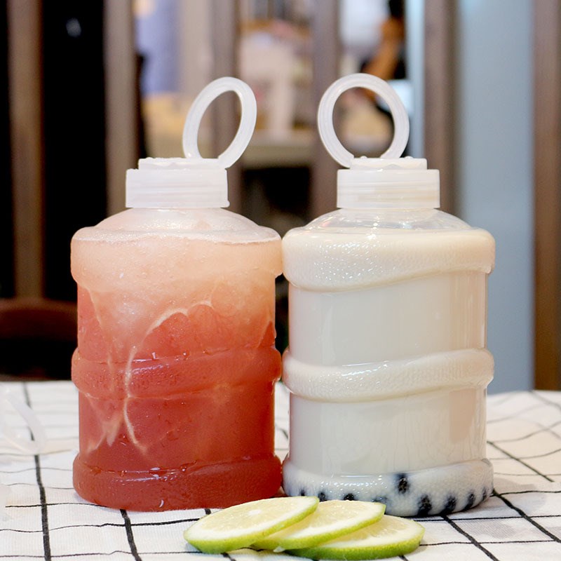 网红水桶瓶迷你g奶茶桶700ml手提外卖mini宝藏奶茶PET果汁饮料瓶