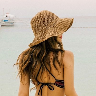 极速Folding Straw Hat Women's Summer Outing Sun Visor Holida