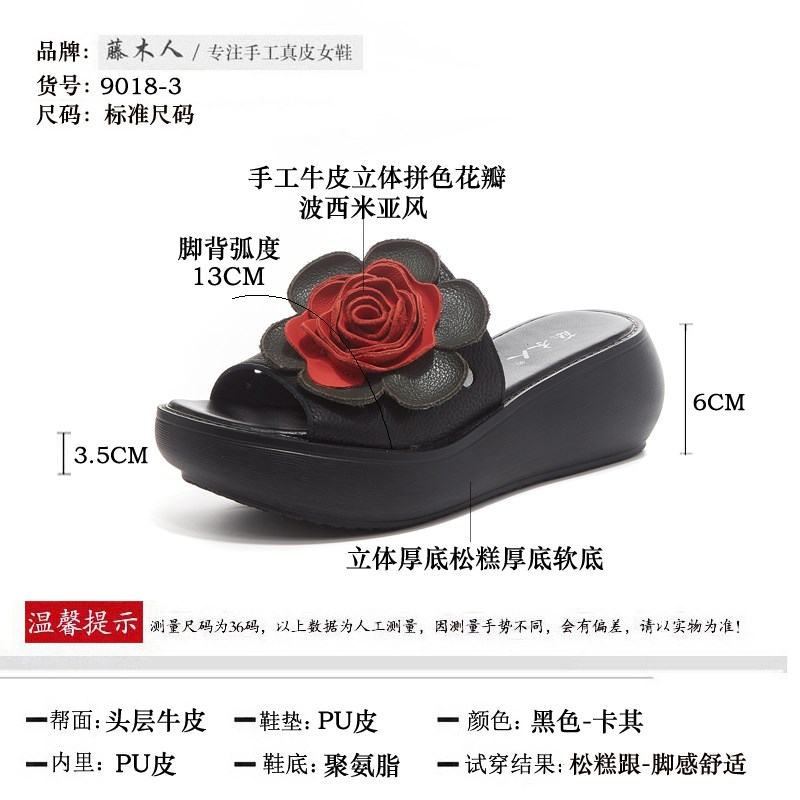 厚底花朵女士拖鞋子2024新款夏季坡跟H鱼嘴妈妈凉拖外穿百搭一字