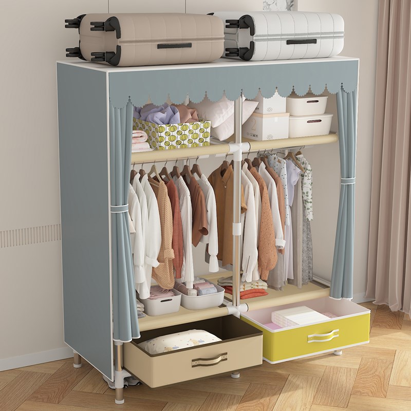 衣柜简易布衣柜单人钢管组装宿舍单位收纳储物挂衣柜简约现代衣橱