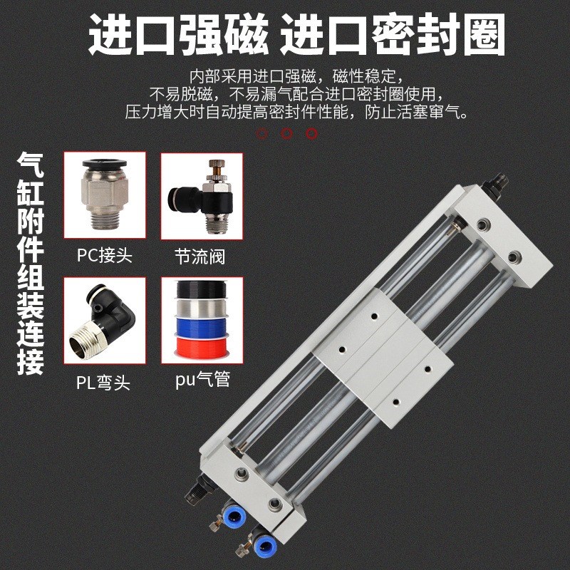 RMH无杆气缸亚德客型10/16/20/25-50S-100S-150S-200S-250S-300-S