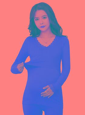 大红色孕妇秋衣秋裤套装结婚新娘本命年哺乳棉毛衫月子服女怀孕期