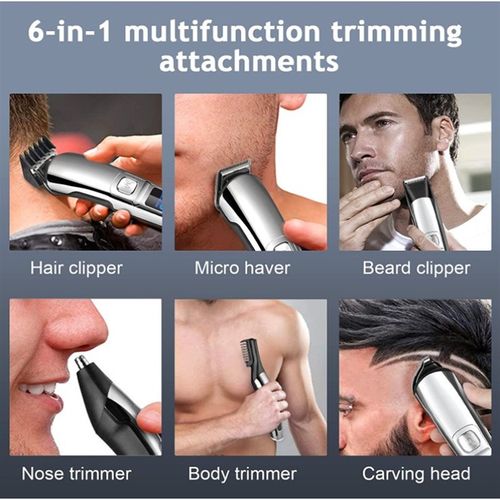 新款6合1电推剪防水多功能剃须刀理发器液晶数显理发推子套装