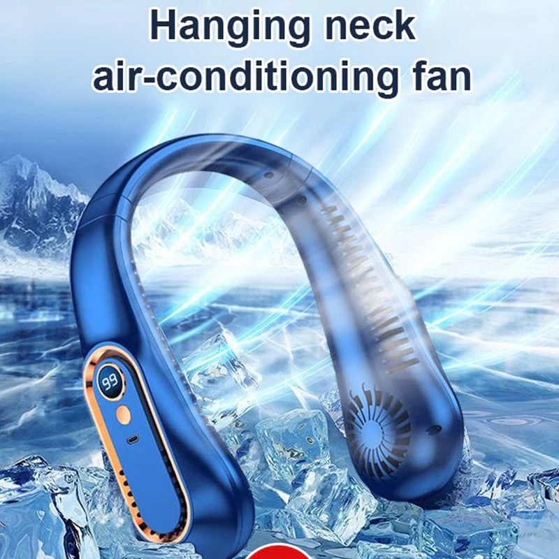 速发Hanging Neck Fan Digital Display USB Rechargeable Fan Po