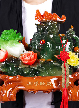 招财貔貅玉白菜摆件客厅家居摆设皮丘工艺礼品摆饰店铺开酒店张开