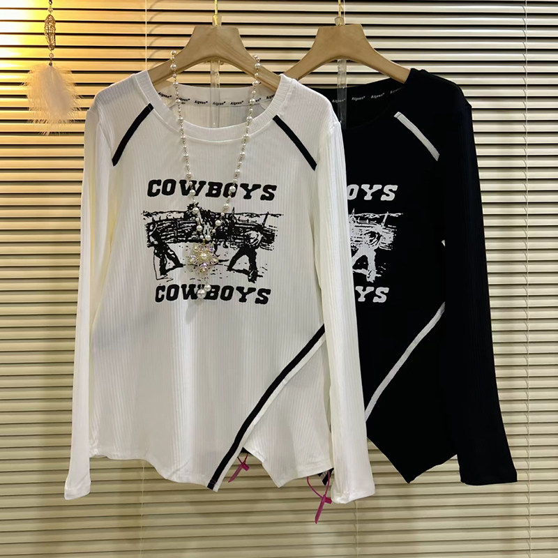 胖妹妹2023初秋新款休闲百搭简约T恤衫加肥大尺码女装字母长袖上,女装/女士精品,大码内搭,淘宝优惠券,粉丝福利购,淘宝优惠卷