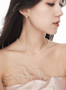 珍珠项链百搭吊坠质感高级感轻奢毛衣链裸珠链小众饰品新款首饰女