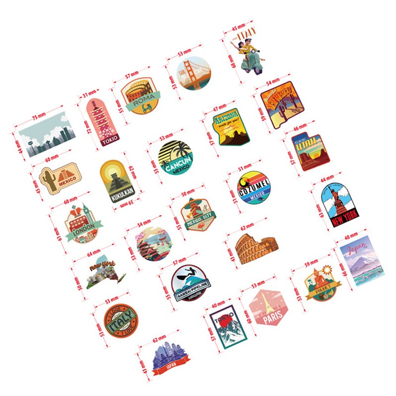 50pcs Travel City Landscape Cartoon Graffiti Sticker DIY Mo