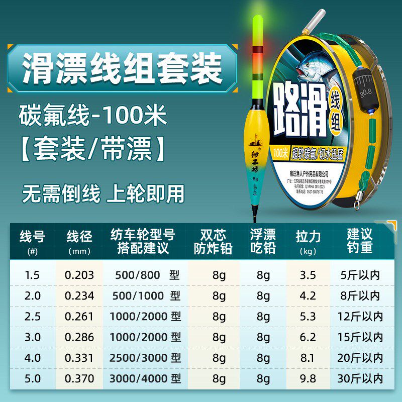带滑线组套装成品路漂主钓组矶钓矶竿远投路亚滑漂钓线组新款