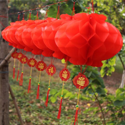 小红灯笼挂饰结婚庆典新年春节喜庆塑料红K宫灯笼装饰吊顶布置塑