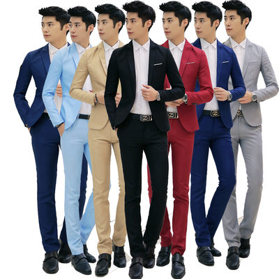 新品Mens Suits Groom Tuxedos Slim British Student Business L