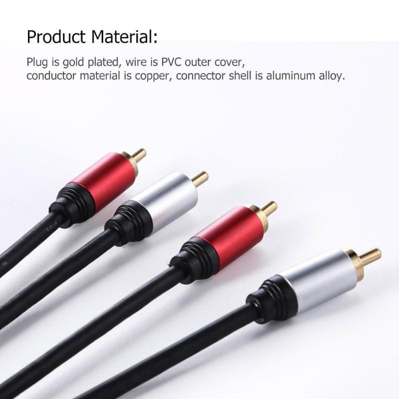 1.8m 2RCA to 2 RCA Male to Male Audio Cable Gold-Plated RCA