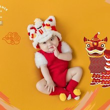 婴幼儿童摄影衣服宝宝百天国粹拍照戏剧服影楼写真新年财神爷服装