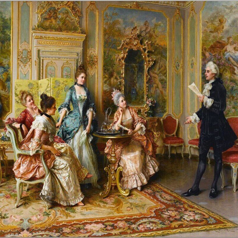 欧式复古油画人物壁布壁画酒店ktv背景墙纸无缝墙布宫廷贵妇壁纸