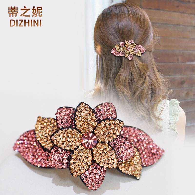 女士发饰水晶大号弹簧夹发夹水钻马尾夹横夹顶夹饰品头饰