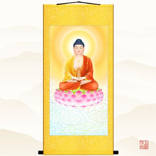 药师琉璃光如来佛像画 药师佛汉传画像 佛堂卷轴挂画装饰字画